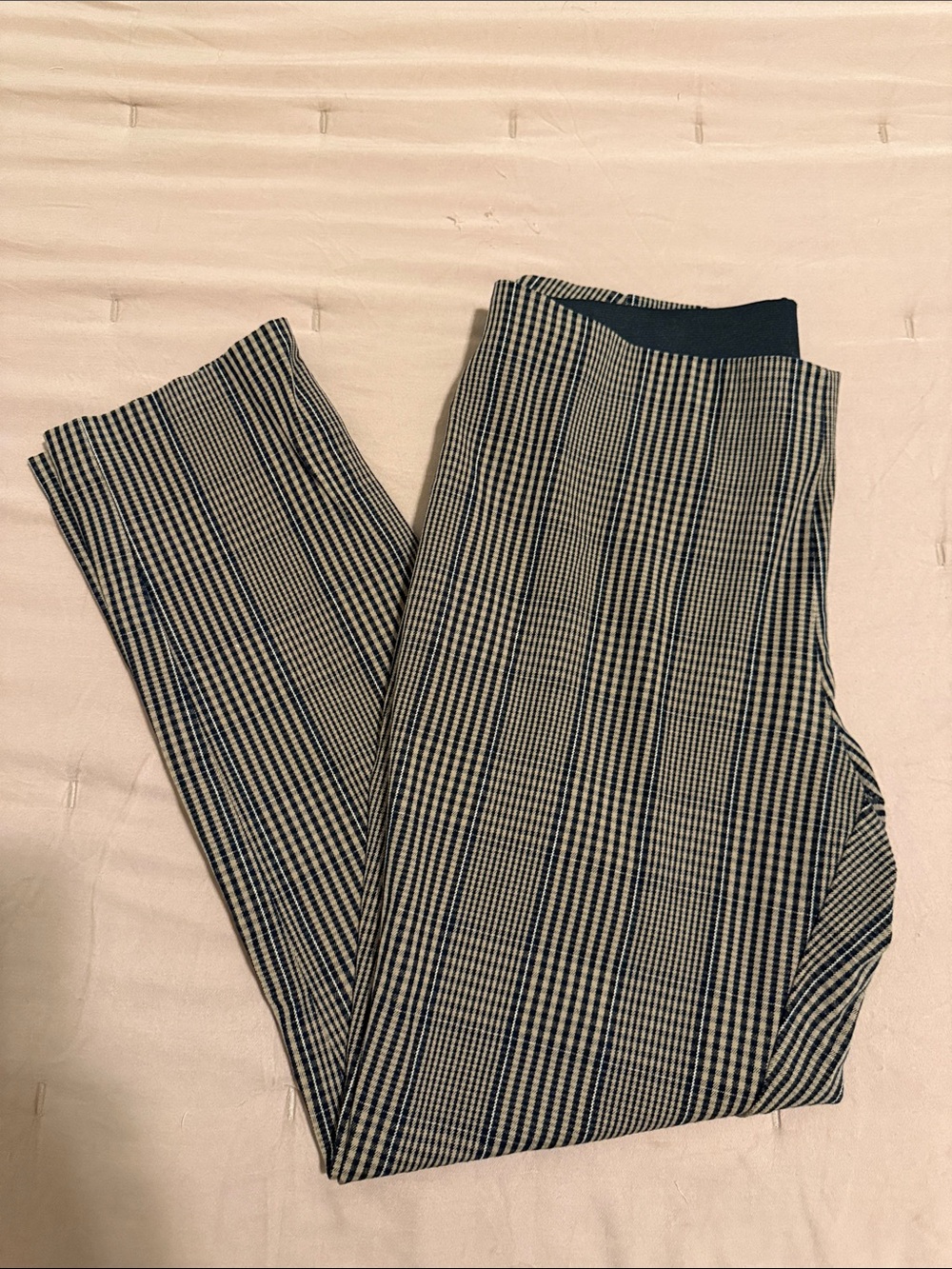 A new day Women’s Black & Cream Micro Plaid Straight-Leg Pants